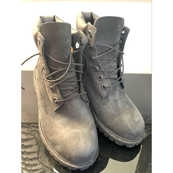 Timberland Premium Junior Waterproof Black Nubuck Boots - Size 6 Medium - Picture 5 of 11